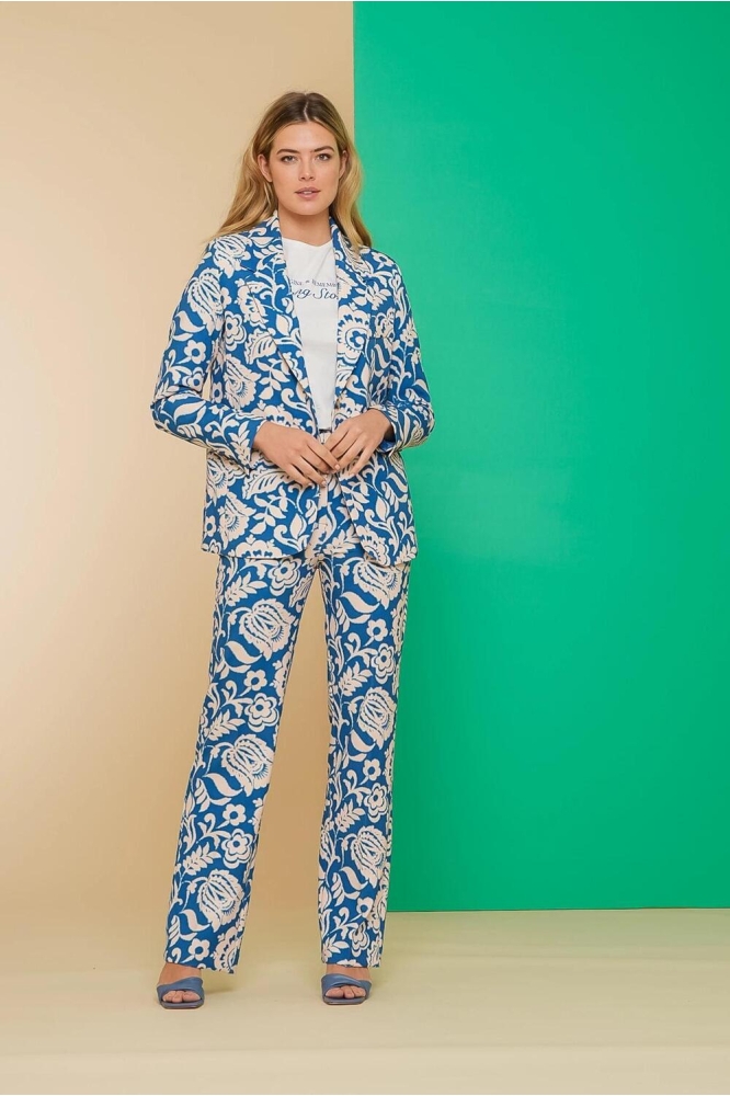 BLAZER MET BLOEMENPRINT 45052 32 625 blue/off-white